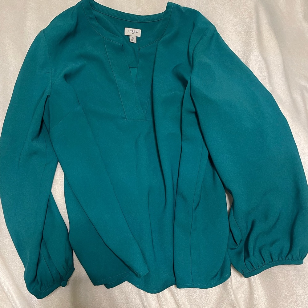J Crew v neck blouse green